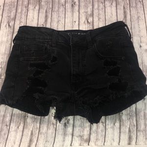 Hi-Rise Shortie Ripped Jean Shorts